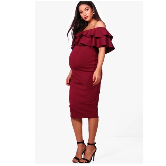 Dresses & Skirts - Maternity Ruffle Off The Shoulder Midi Dress